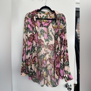 Free people colorful button down shirt L